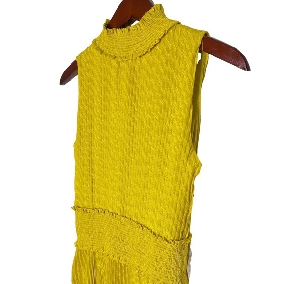 NANETTE LEPORE NWT Solid Pleated Smocked Sleeveless Midi Dress Size 2 - Picture 5 of 16